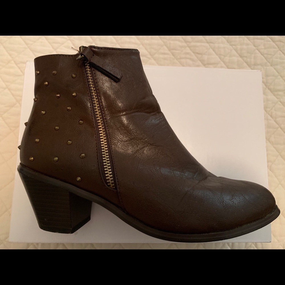 Women’s Brown Gold Studded Booties